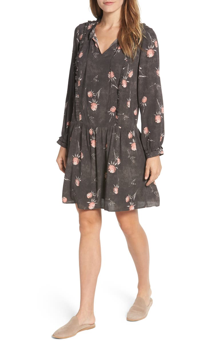 Caslon<sup>®</sup> Ruffle Split Neck Dress, Main, color,