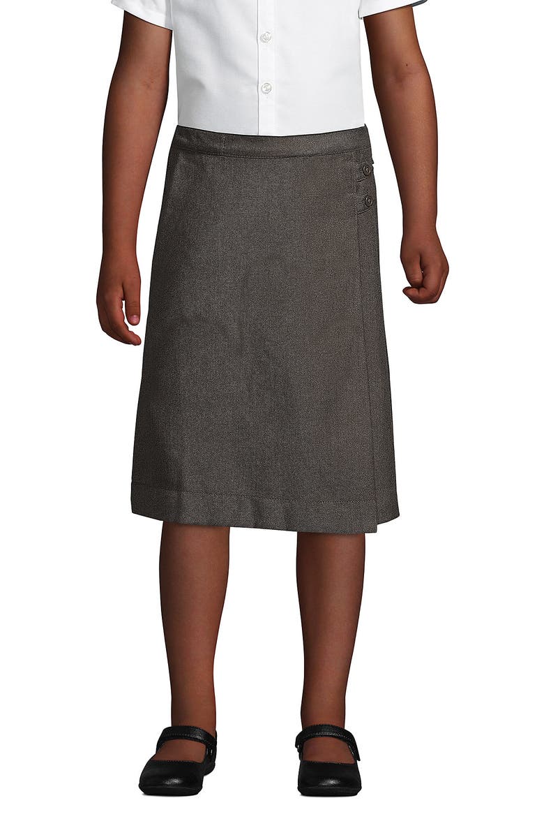Lands' End Girls Plus Solid A-line Skirt Below the Knee, Main, color, Gray