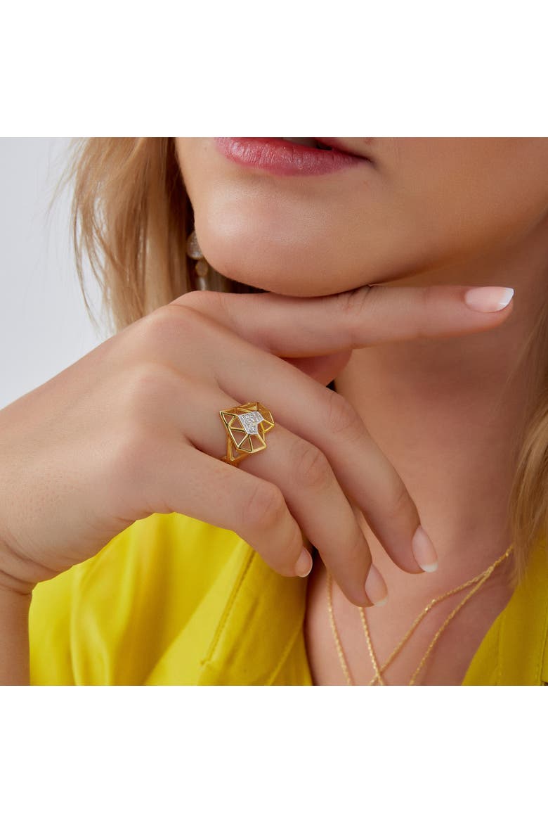 Geometric Heart Adjustable Ring in Sterling Silver, Alternate, color, Gold