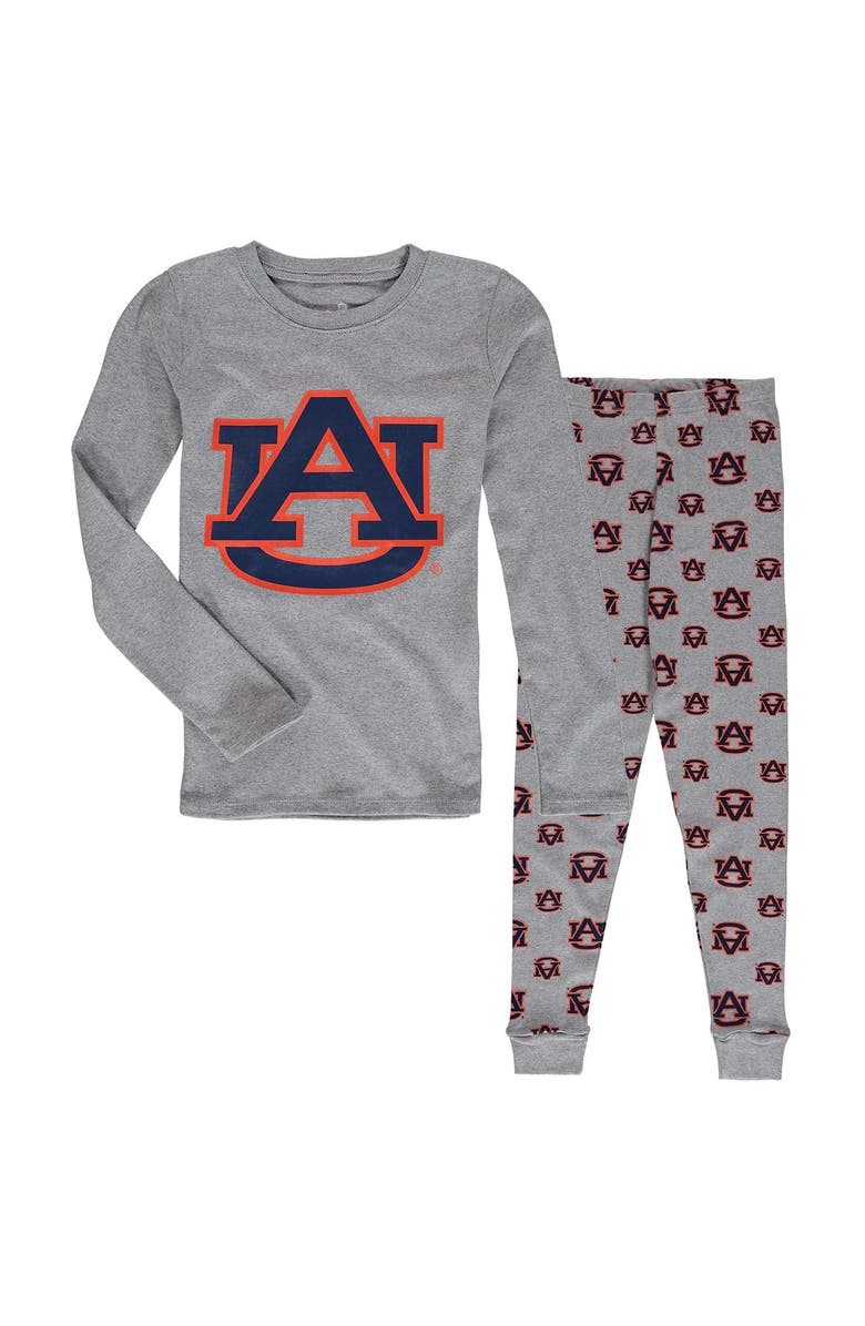 Outerstuff Youth Heathered Gray Auburn Tigers Long Sleeve T-Shirt & Pant Sleep Set, Main, color, 