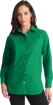 Jessica London Stretch Cotton Poplin Button Down Shirt