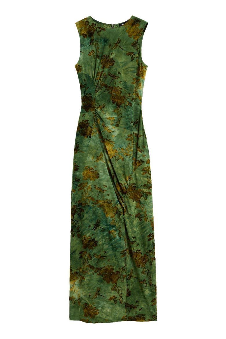 Sleeveless Ruched Midi Dress, Alternate, color, GREEN