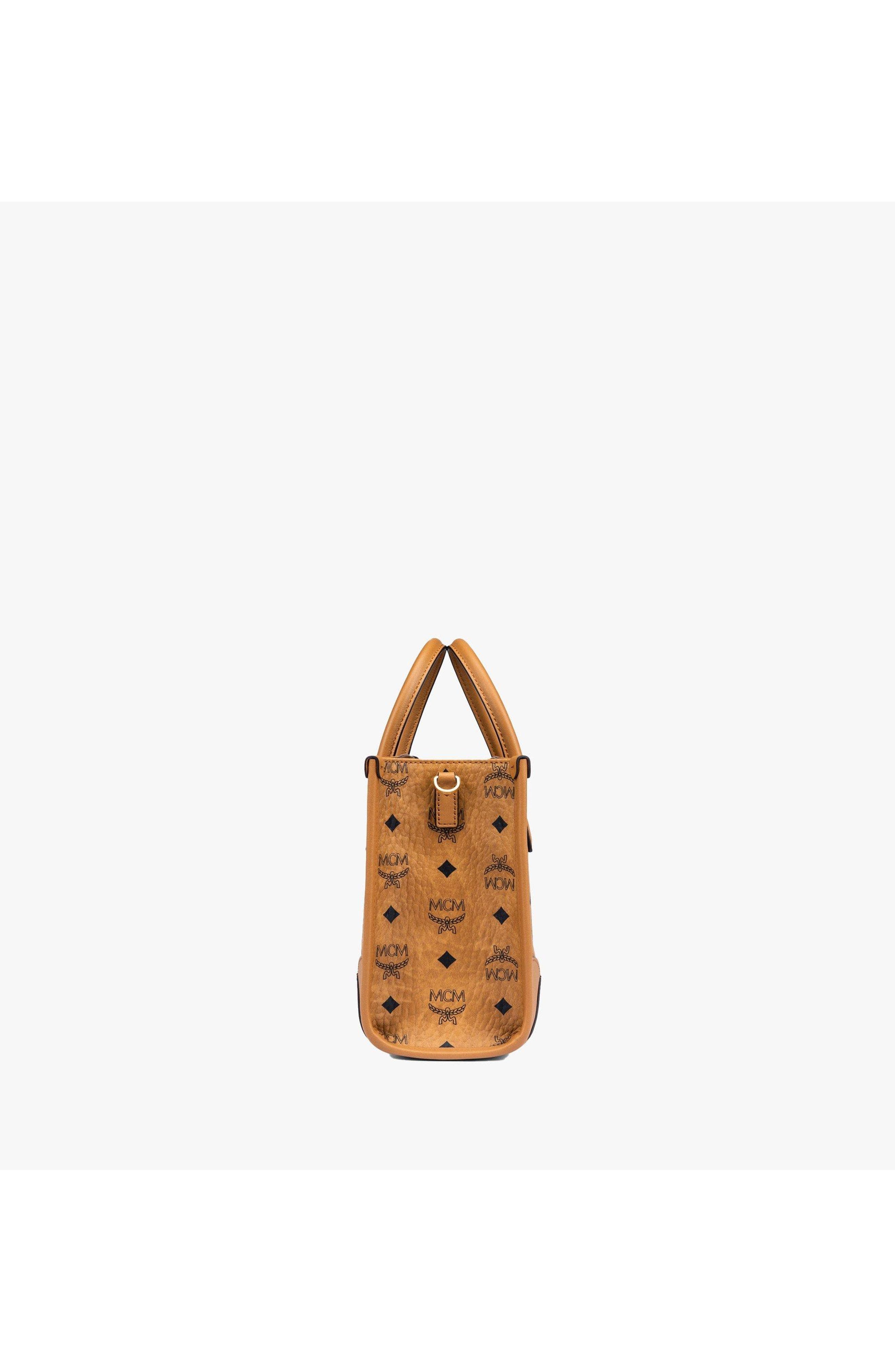 Small München Tote in Visetos, Alternate, color, Cognac