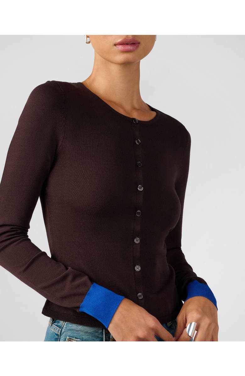 WeWoreWhat Fine Knit Cardigan, Alternate, color, Coffee/Ryal Blu