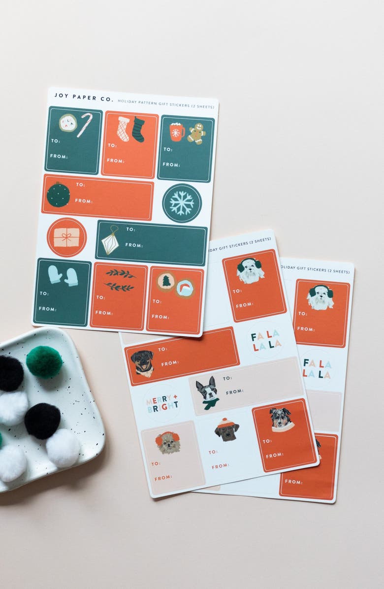 Joy Paper Co. Holiday Dogs Gift Sticker Sheets, Alternate, color,