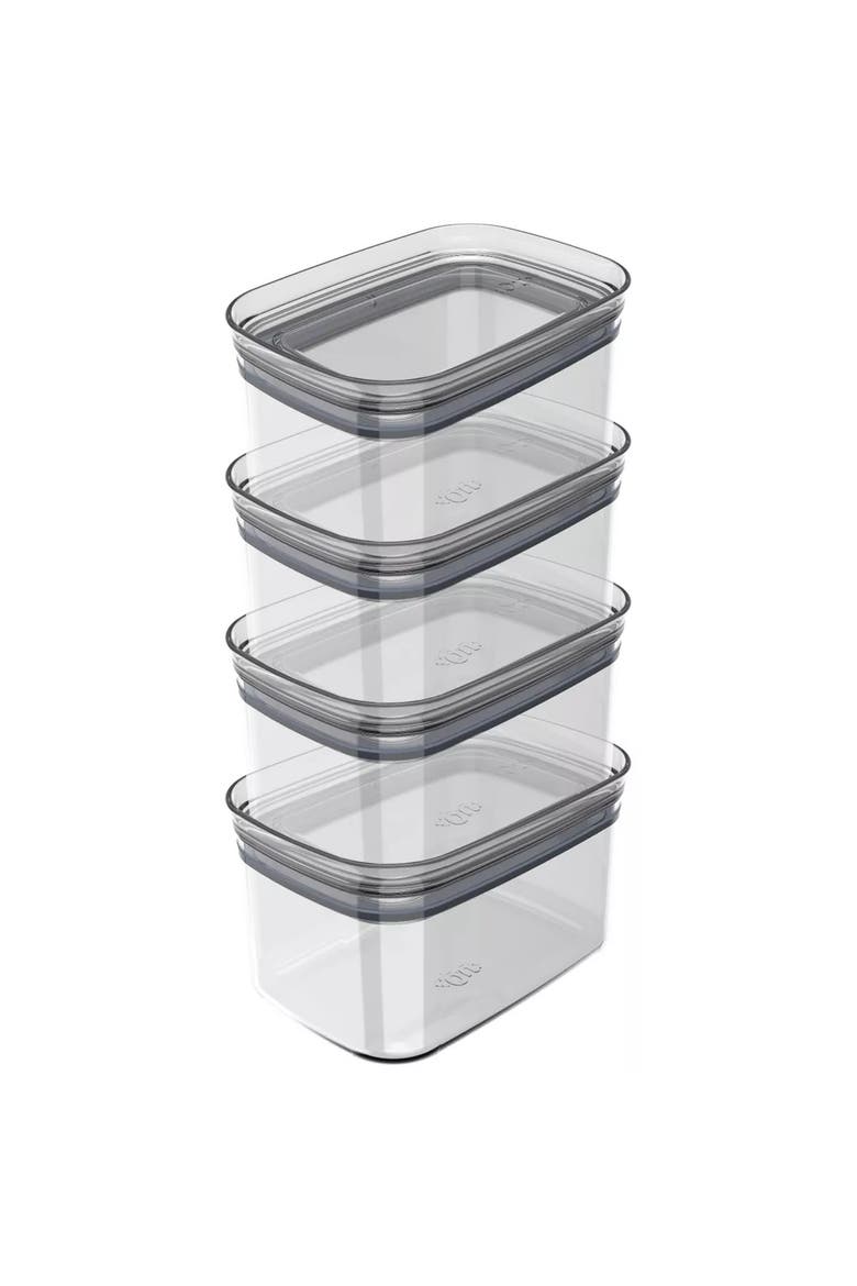 Airtight Clear Stackable Food Storage Container Set with Leak Proof Lid, Main, color, Clear