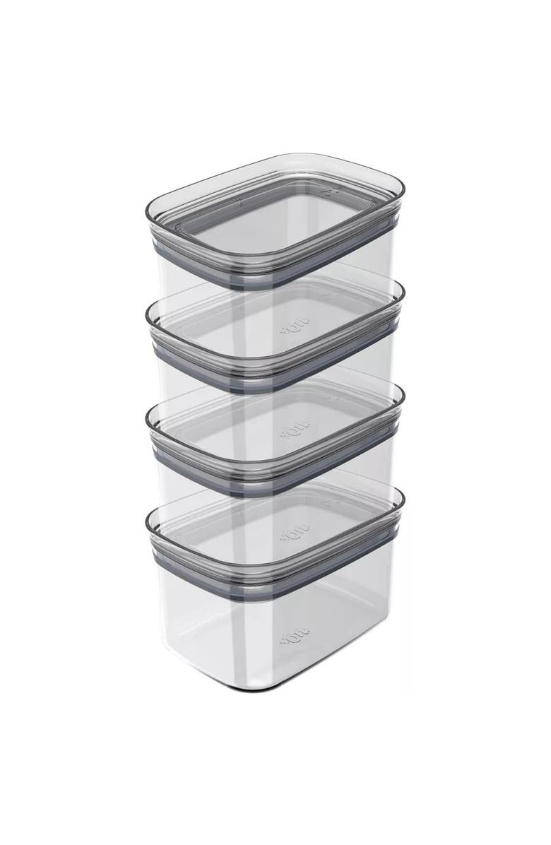 OU Airtight Clear Stackable Food Storage Container Set with Leak Proof Lid, Main, color, 