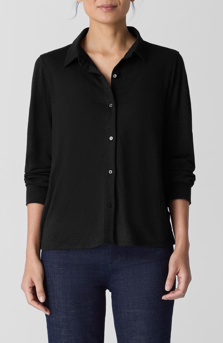 Eileen Fisher Classic Slim Fit Organic Linen Button-Up Shirt, Main, color,