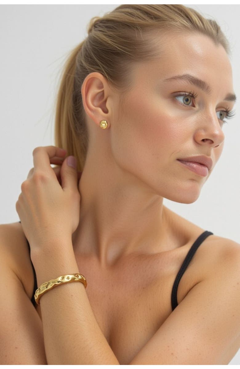 AKALIA Waterproof Textured Gold Cuff Bracelet, Alternate, color, 