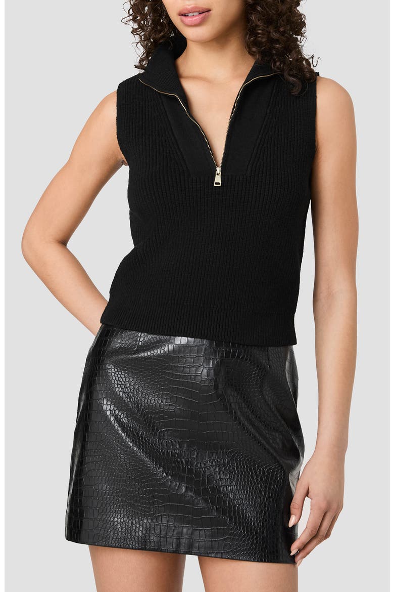 Marley Half Zip Rib Sweater Vest, Main, color, BLACK