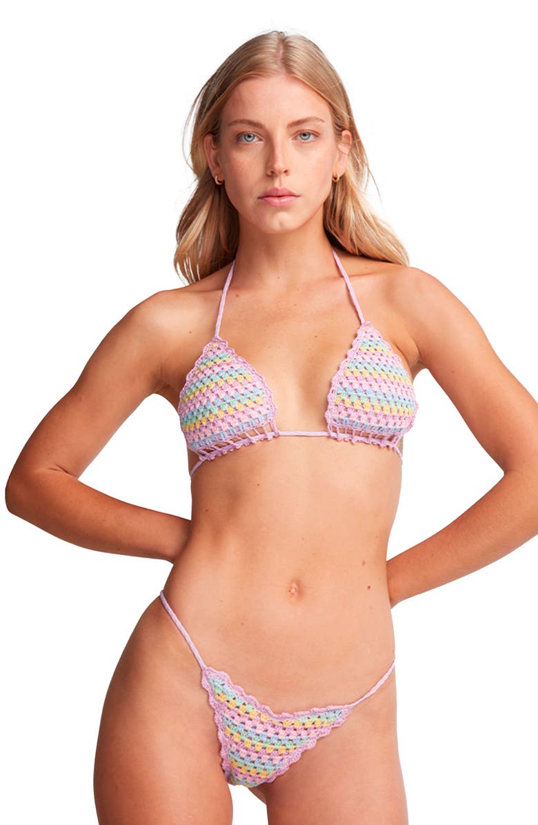 Capittana Beatriz Reversible Crochet Bikini Bottoms, Alternate, color, Purple