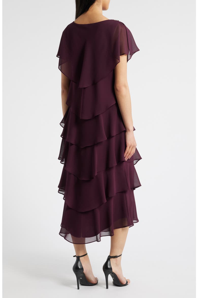 Tiered Chiffon Midi Dress, Alternate, color, FIG