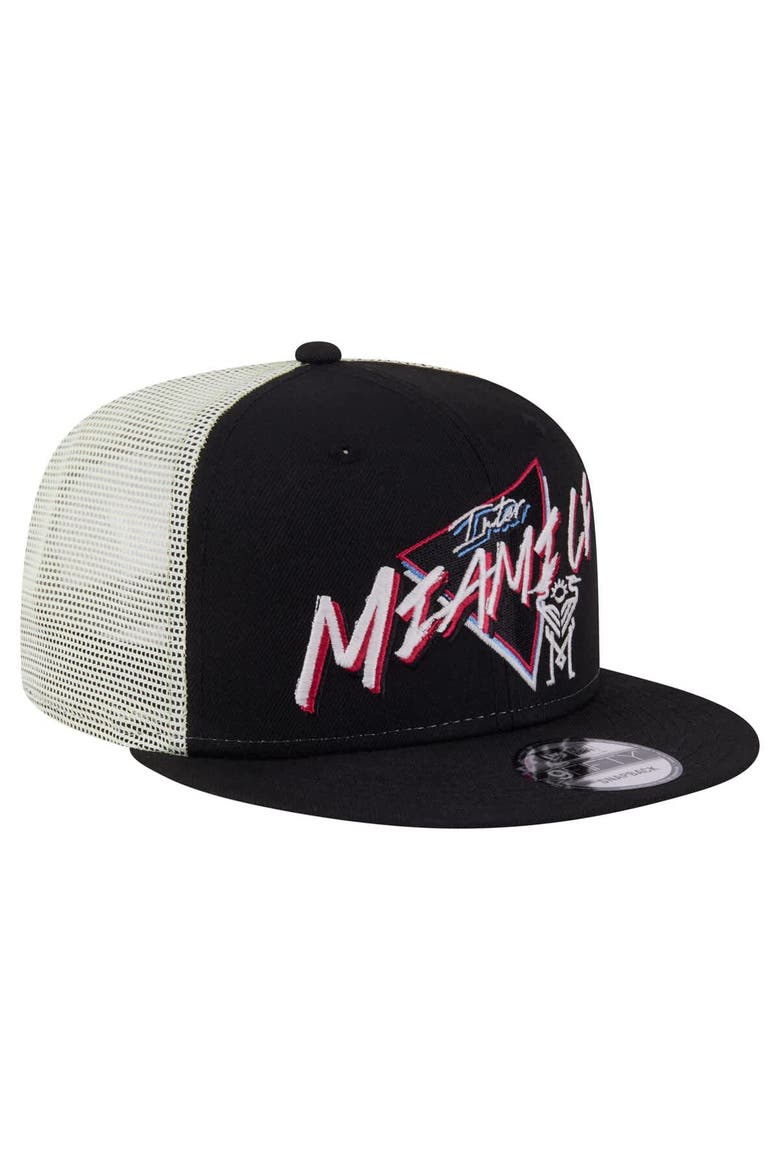 Men's New Era  Black Inter Miami CF Neon 9FIFTY Snapback Hat, Alternate, color, Black