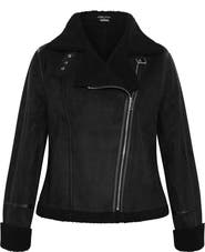 City Chic Madilyn Faux Shearling Moto Jacket