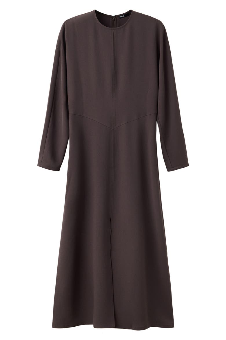 Cutout Long Sleeve Midi Dress, Alternate, color, CHOCOLATE
