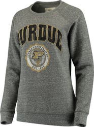 PRESSBOX Women's Pressbox Heathered Gray Purdue Boilermakers Edith Vintage Knobi Pullover Sweatshirt