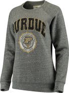 PRESSBOX Women's Pressbox Heathered Gray Purdue Boilermakers Edith Vintage Knobi Pullover Sweatshirt