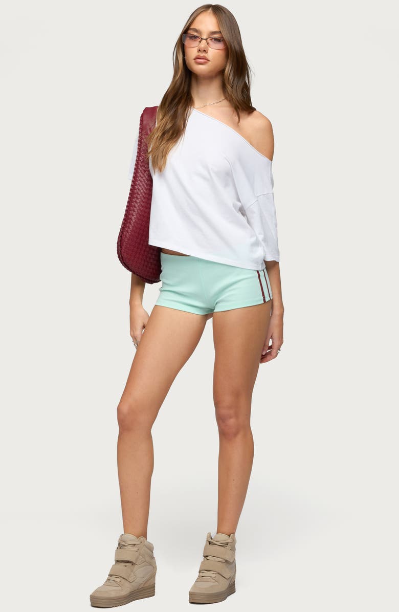 EDIKTED Yolenna Low Rise Side Stripe Micro Shorts, Alternate, color,