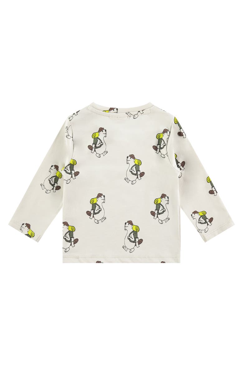 Allover Beaver Graphic Long Sleeve T-Shirt, Alternate, color, Kiwi