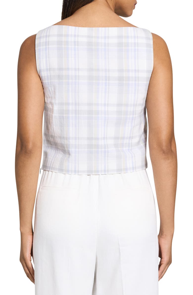 Theory Plaid Sleeveless Cotton & Linen Crop Top, Alternate, color, Olympic Multi