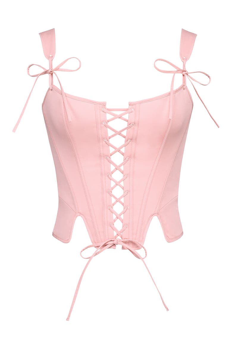 Callie Lace-Up Front Corset Top, Alternate, color, SILVER PINK