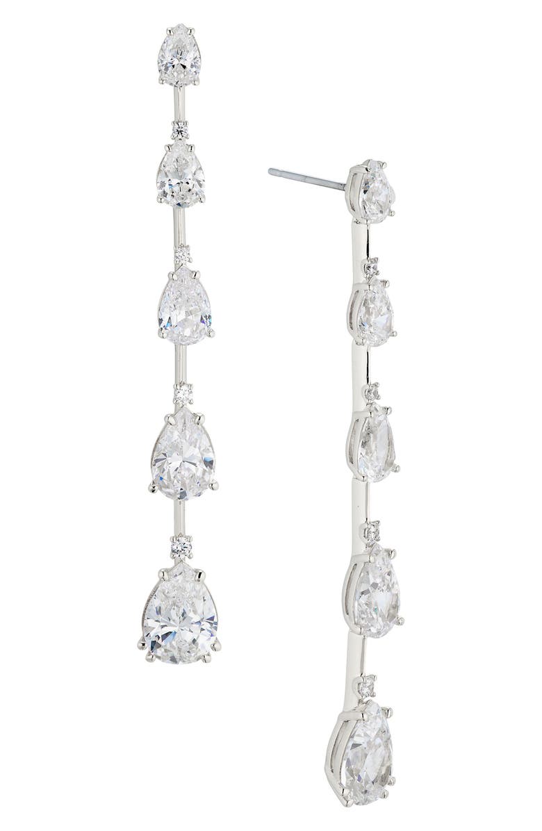 Nadri Evelyn Pear Cubic Zirconia Linear Drop Earrings, Main, color,