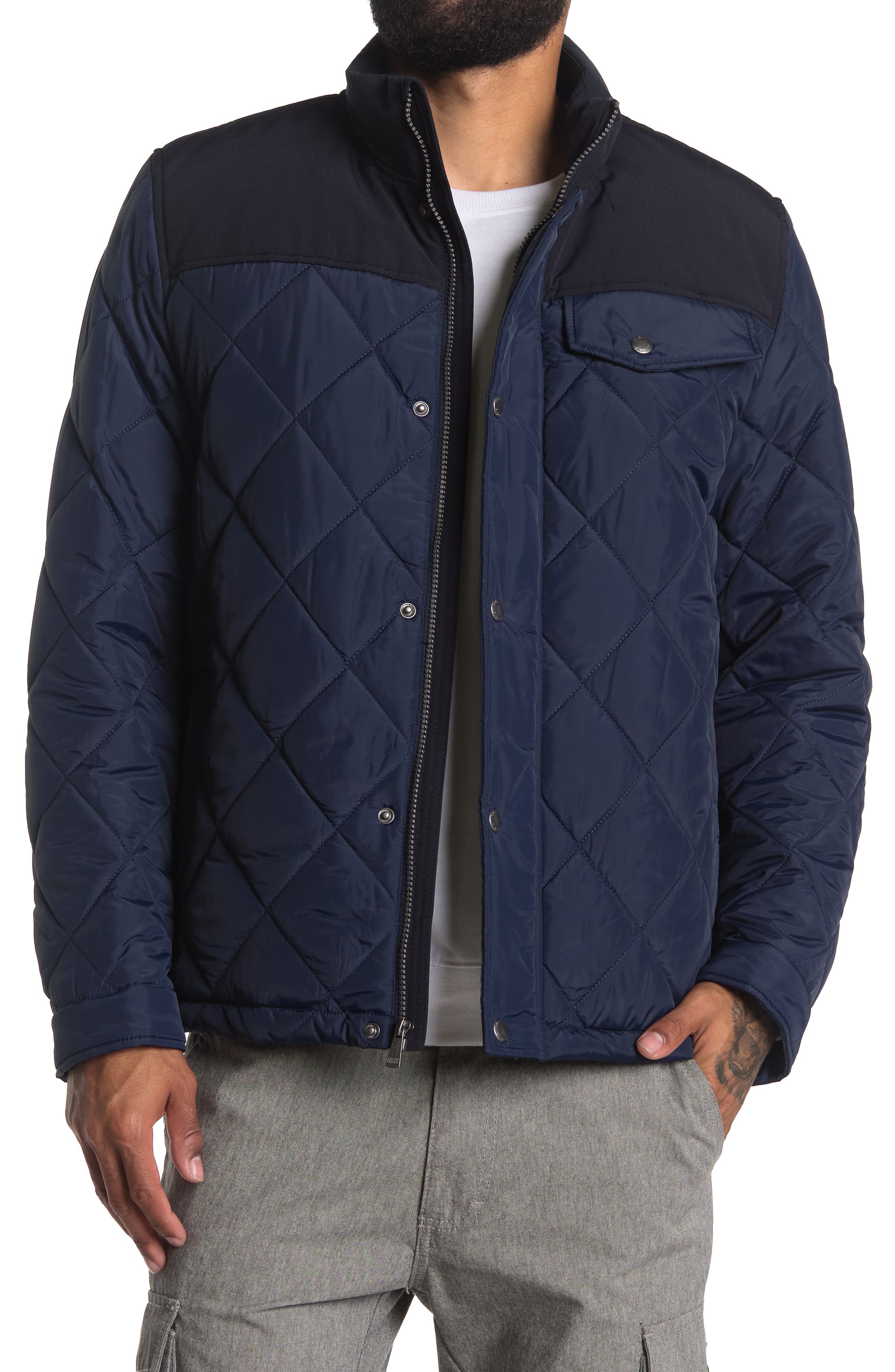 Cole Haan Signature COLE HAAN Mixed Media Faux Shearling Lined Diamond Quilted Jacket