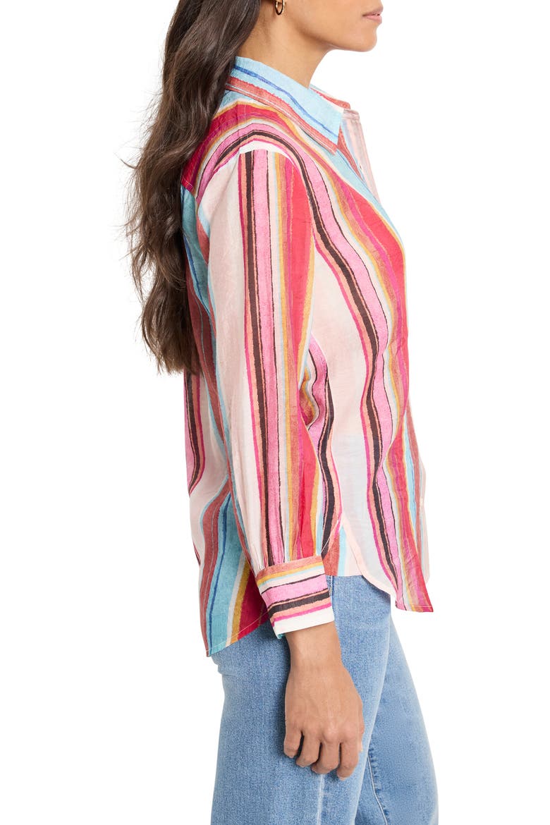 Horizon Breeze Stripe Button-Up Shirt, Alternate, color, PINK MULTI