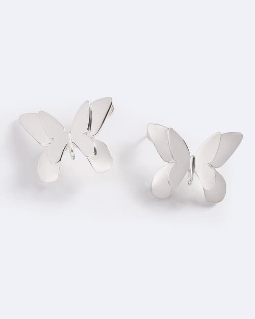 Emma Pills Floating Butterfly Studs In Silver