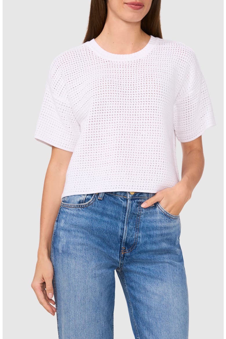 Cotton Short Sleeve Sweater, Main, color, BRIGHT WHITE