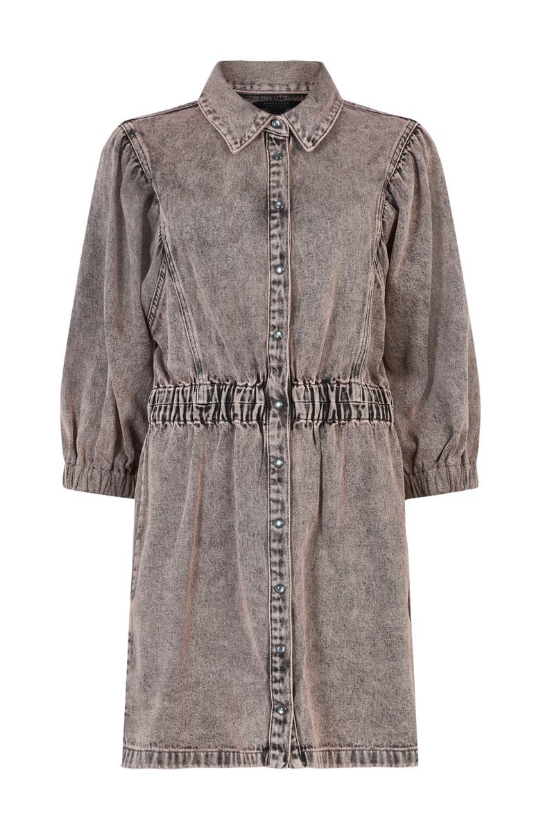AllSaints Osa Puff Sleeve Denim Mini Shirtdress, Alternate, color,