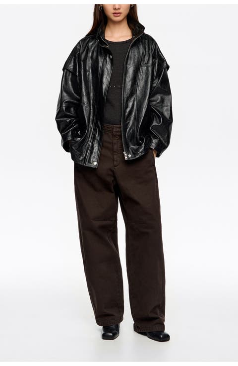Leather Oversize Jacket
