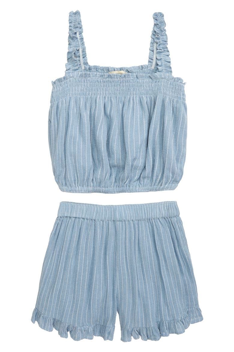 Kids' Stripe Tank & Shorts Set, Main, color, BLUE CHAMBRAY PINSTRIPE