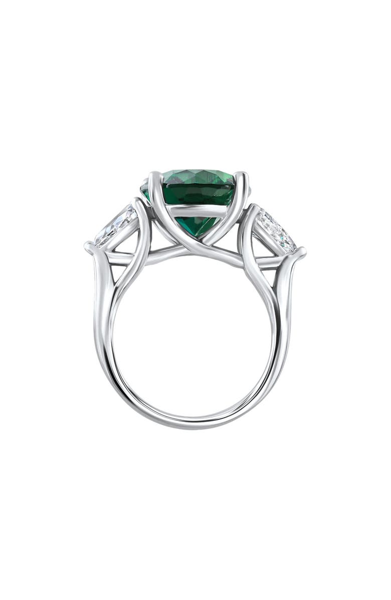 Bliss Diamond 16x12mm Emerald & 1Ct Pear Shape Diamond Ring 14k Gold Lab Grown, Alternate, color, 14K White Gold