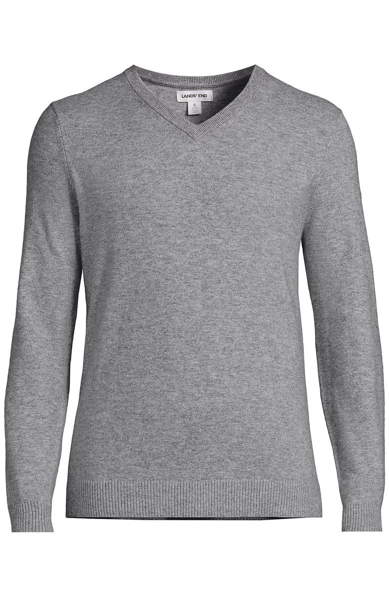 Lands' End CashTouch V Neck Sweater, Alternate, color, Gray Heather