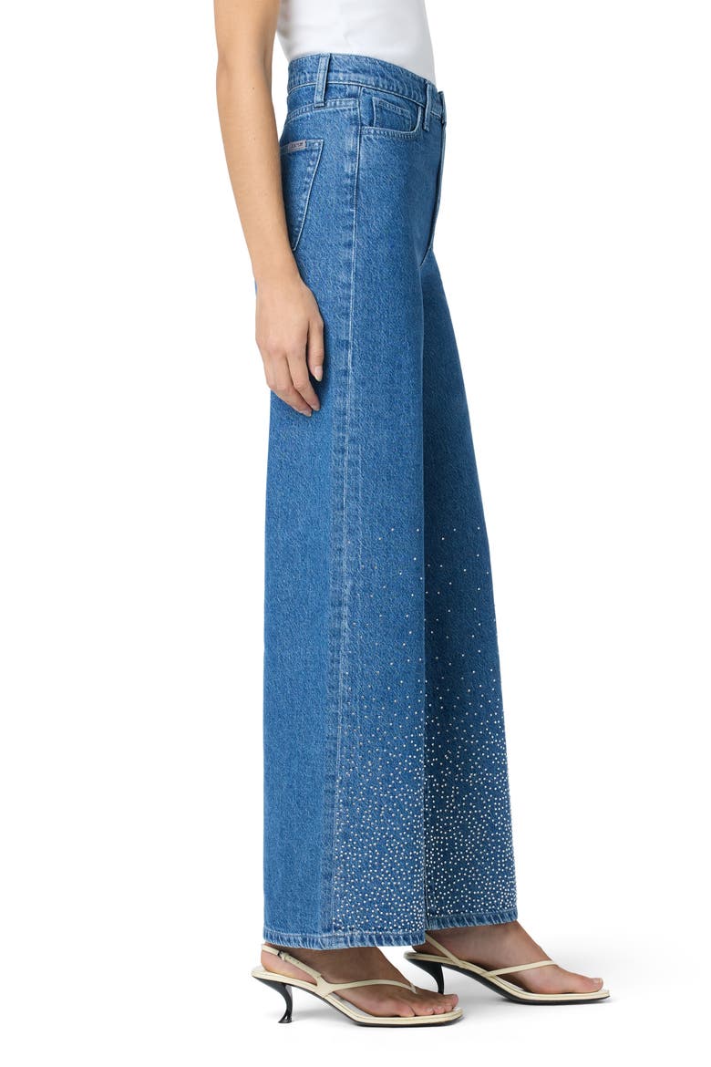 Crystal Embellished High Waist Wide Leg Jeans, Alternate, color, CRYSTAL DANUBE