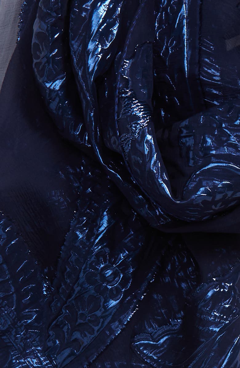 Etro Tassel Jacquard Silk Blend Scarf, Alternate, color, 