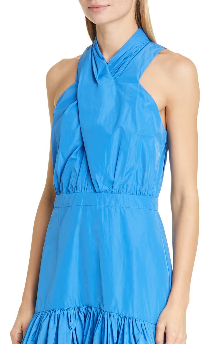 Veronica Beard Radley Halter Neck High/Low Dress, Alternate, color, Bluebell