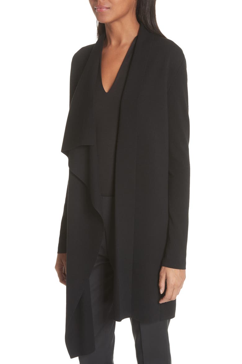 Draped Wool Cardigan, Alternate, color, BLACK