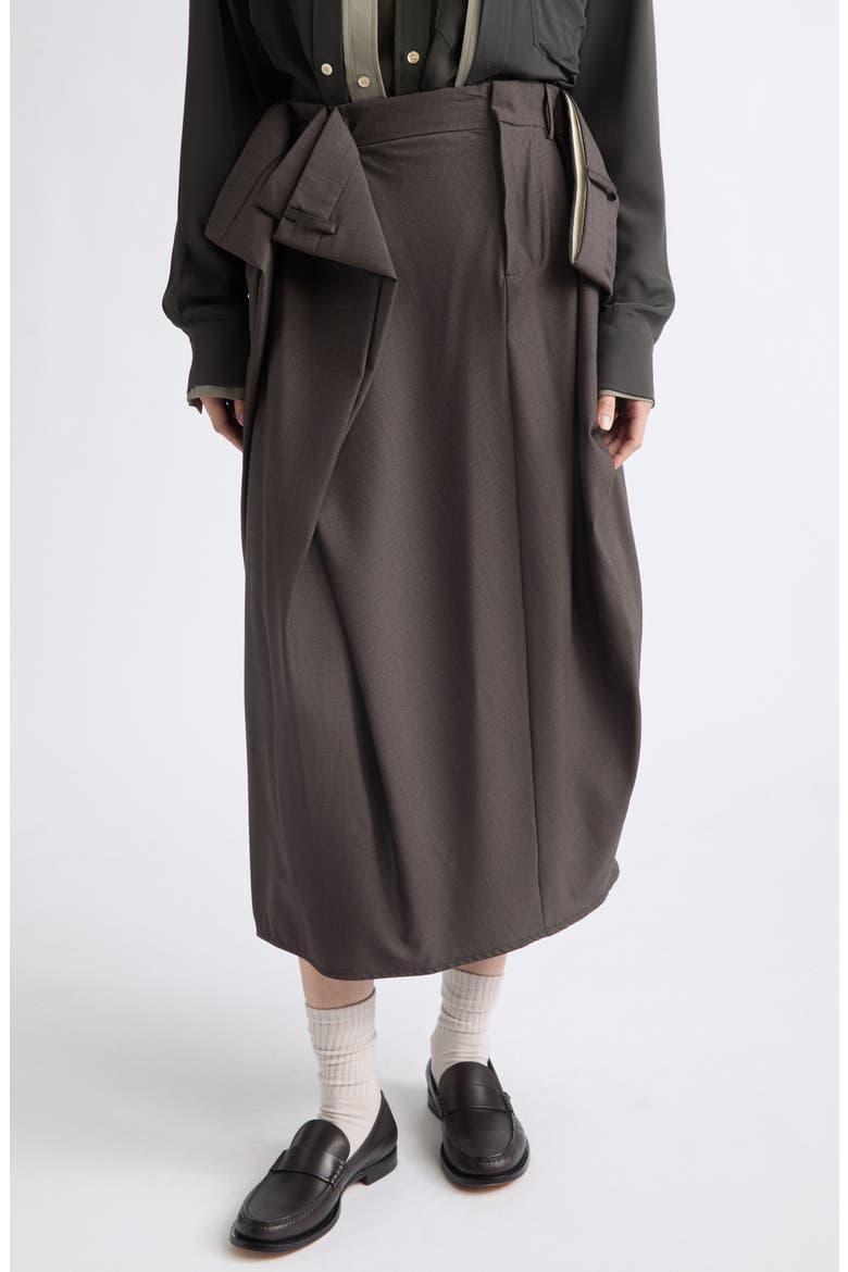 Folded Belt Midi Skirt, Main, color, DARK BROWN MLANGE