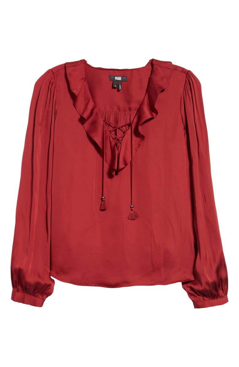 PAIGE Ilara Ruffle Blouse, Alternate, color, Burgundy