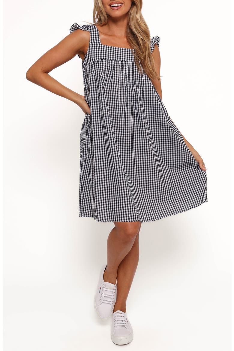 Nola Check Sleeveless Minidress, Main, color, BLACK GINGHAM