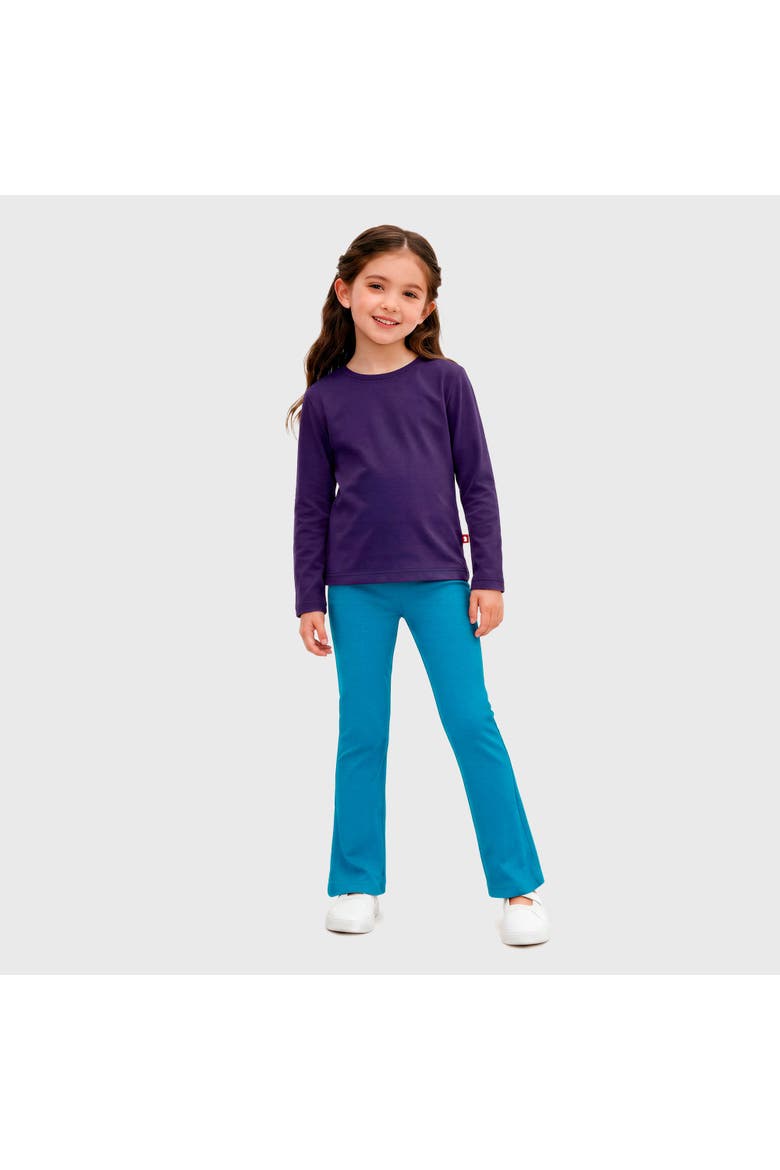 Girls Soft 100% Cotton Flare Boot-Cut Leggings, Main, color, Turquoise