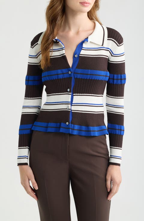 Patti Stripe Polo Cardigan