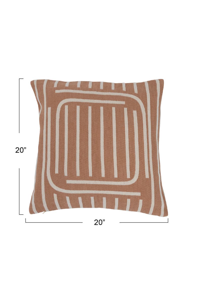 Woven Cotton Reversible Pillow with Lines, Alternate, color, Tan