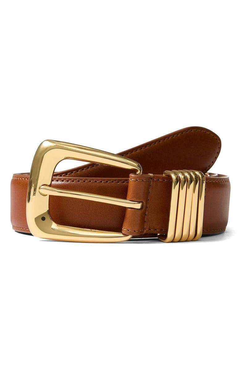 Veronica Beard Arch Leather Belt, Alternate, color, Hazelwood