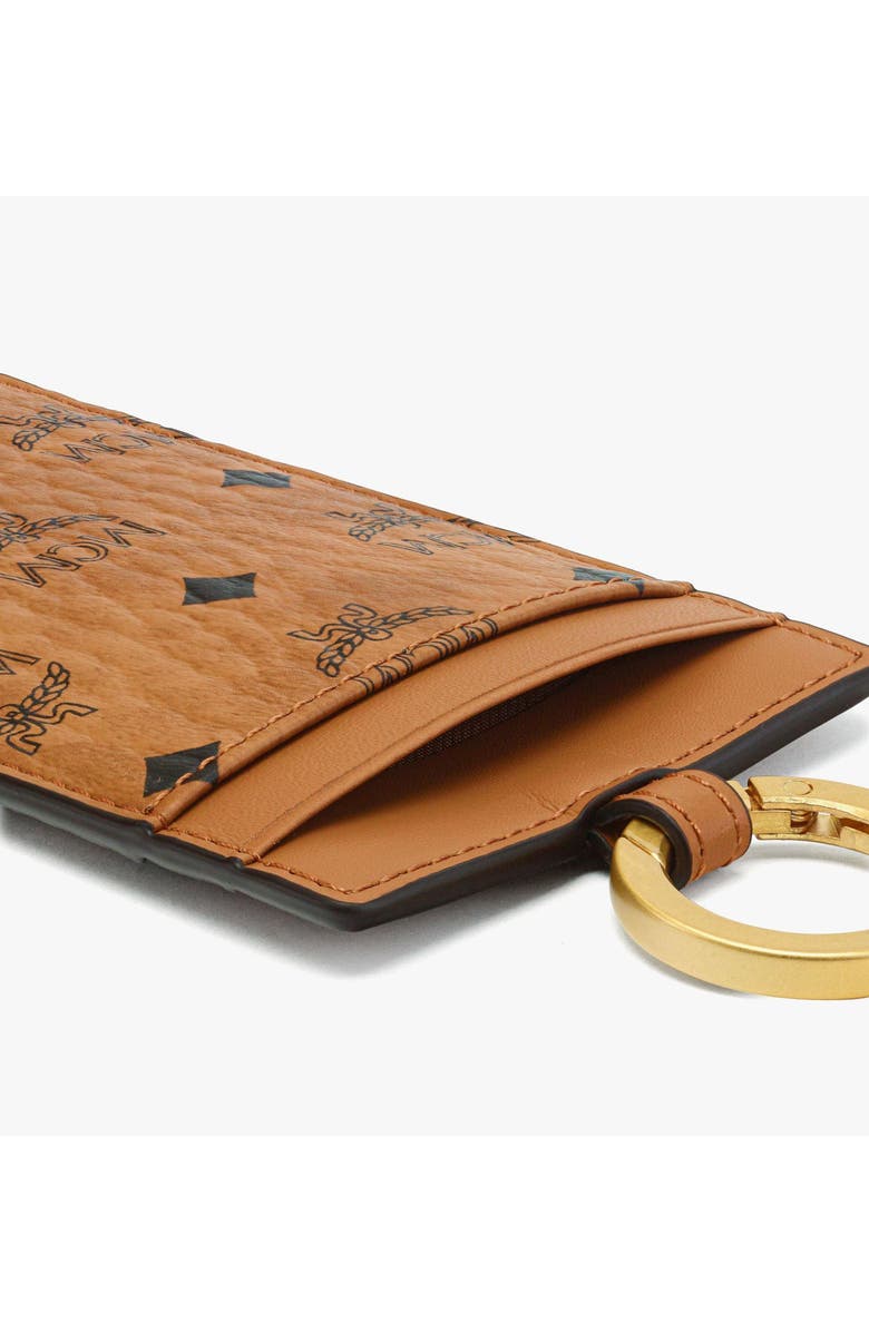 MCM Lanyard ID Card Holder in Visetos, Alternate, color, Cognac