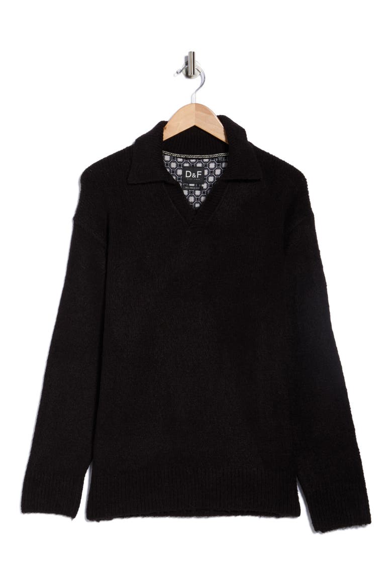 Johnny Collar Polo Sweater, Alternate, color, BLACK