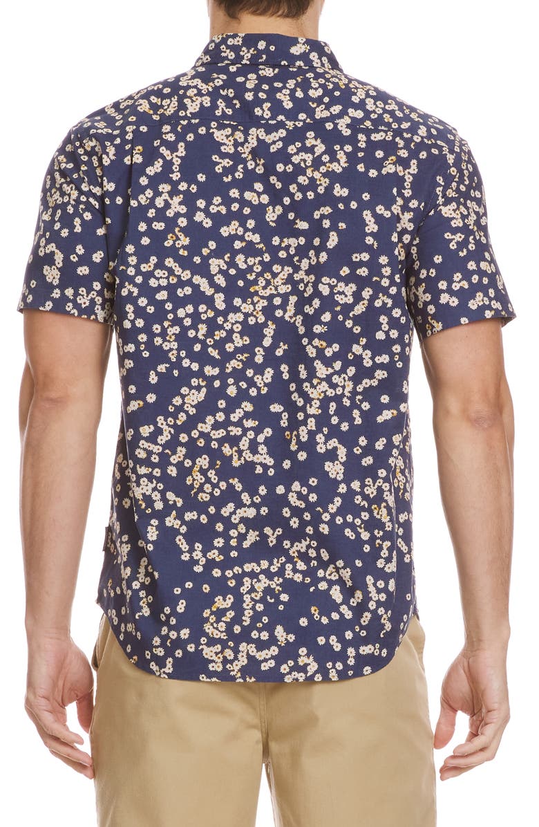 Quiksilver Cosmic Fields Classic Short Sleeve Button-Up Shirt, Alternate, color, Navy