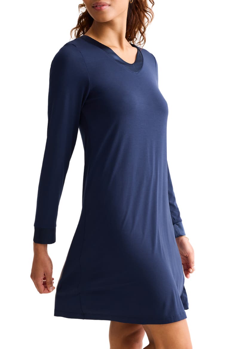 Modest Night Shirt with Shelf Bra, Main, color, INK